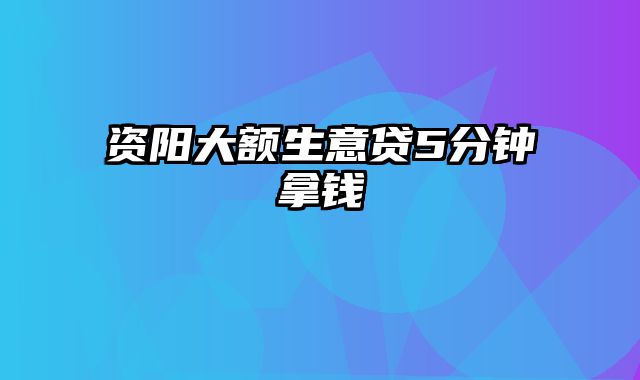 资阳大额生意贷5分钟拿钱