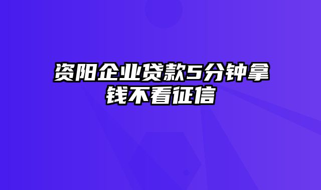 资阳企业贷款5分钟拿钱不看征信