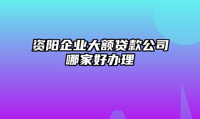 资阳企业大额贷款公司哪家好办理