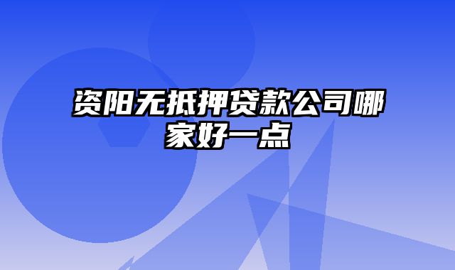 资阳无抵押贷款公司哪家好一点