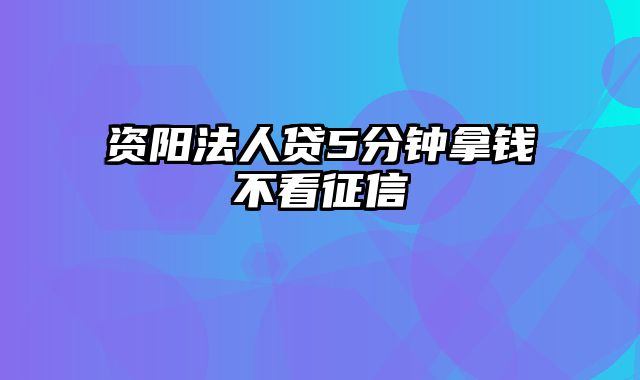 资阳法人贷5分钟拿钱不看征信