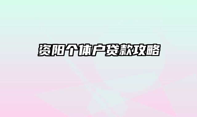 资阳个体户贷款攻略