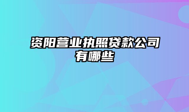 资阳营业执照贷款公司有哪些