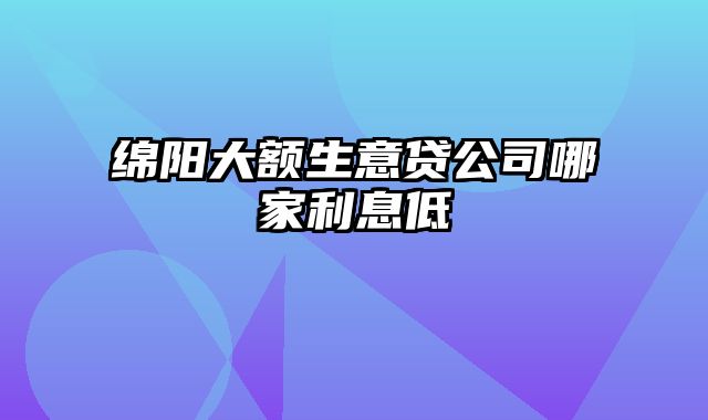 绵阳大额生意贷公司哪家利息低