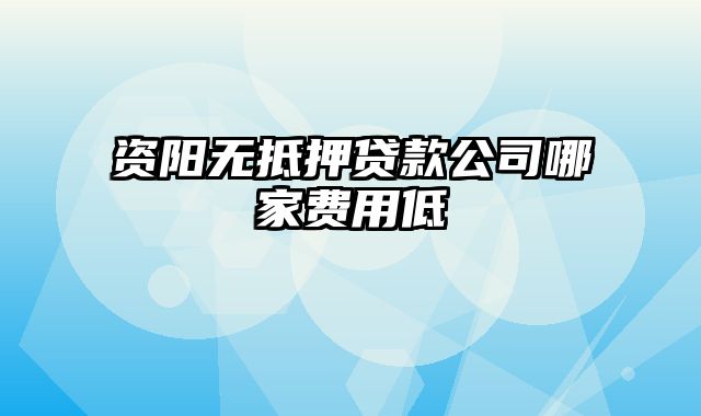 资阳无抵押贷款公司哪家费用低