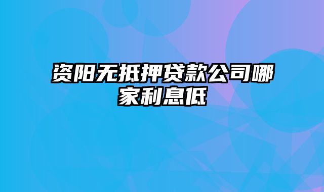 资阳无抵押贷款公司哪家利息低