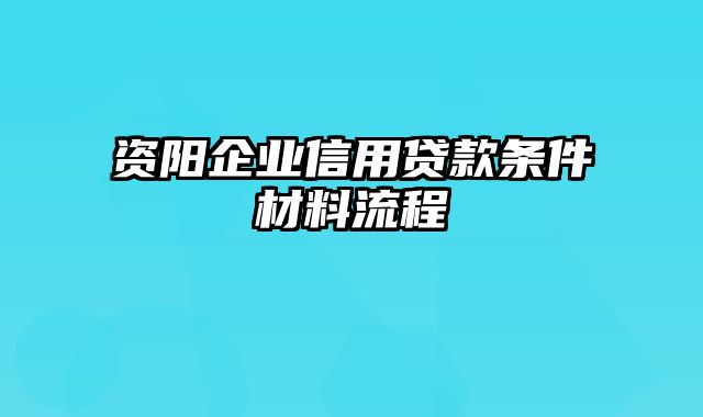 资阳企业信用贷款条件材料流程