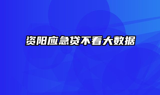 资阳应急贷不看大数据