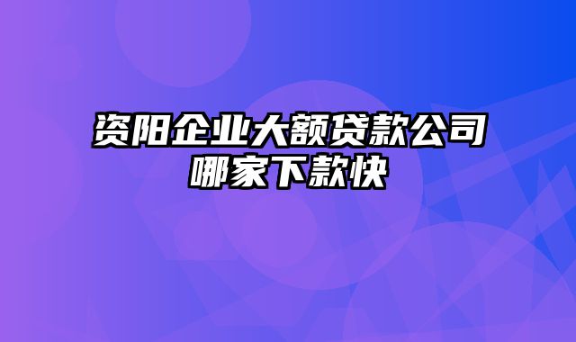 资阳企业大额贷款公司哪家下款快