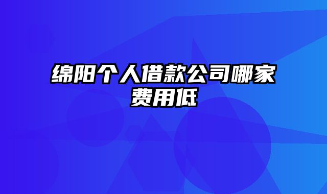 绵阳个人借款公司哪家费用低