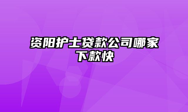 资阳护士贷款公司哪家下款快