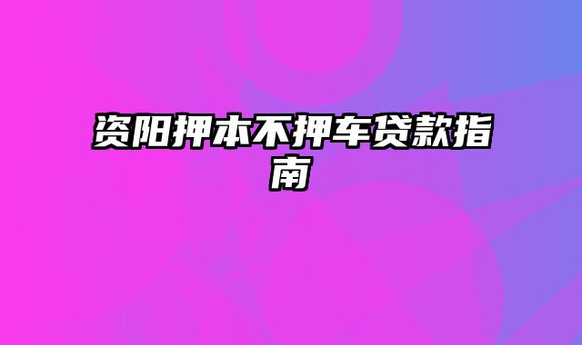 资阳押本不押车贷款指南