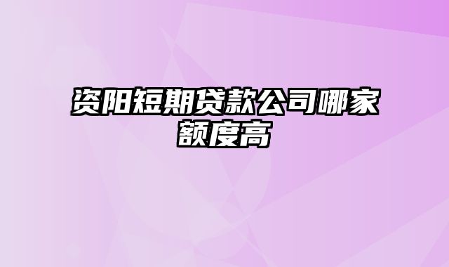 资阳短期贷款公司哪家额度高