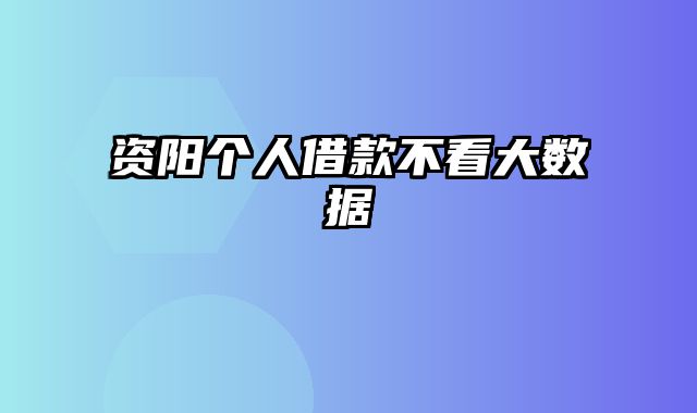 资阳个人借款不看大数据