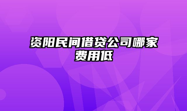 资阳民间借贷公司哪家费用低