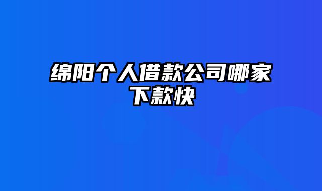 绵阳个人借款公司哪家下款快