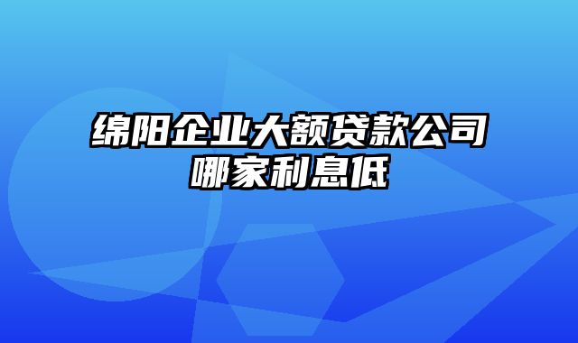 绵阳企业大额贷款公司哪家利息低