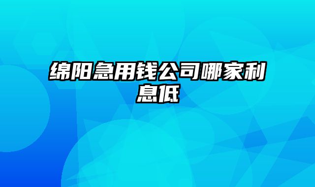 绵阳急用钱公司哪家利息低