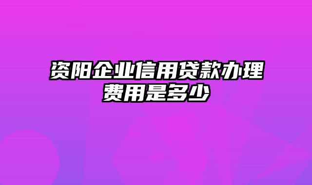 资阳企业信用贷款办理费用是多少