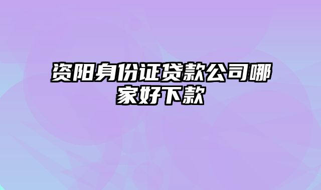 资阳身份证贷款公司哪家好下款