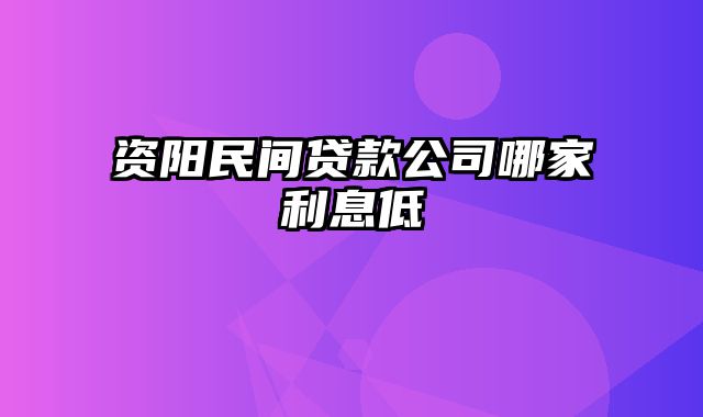 资阳民间贷款公司哪家利息低