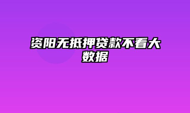 资阳无抵押贷款不看大数据