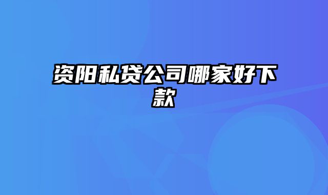 资阳私贷公司哪家好下款