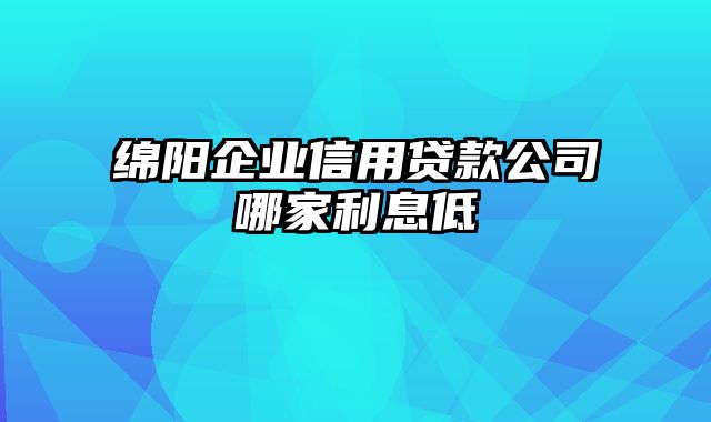 绵阳企业信用贷款公司哪家利息低