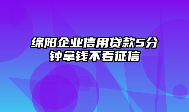 绵阳企业信用贷款5分钟拿钱不看征信