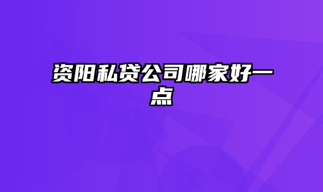 资阳私贷公司哪家好一点