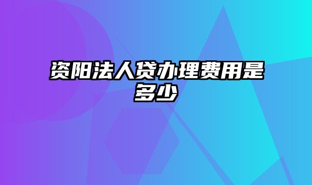 资阳法人贷办理费用是多少