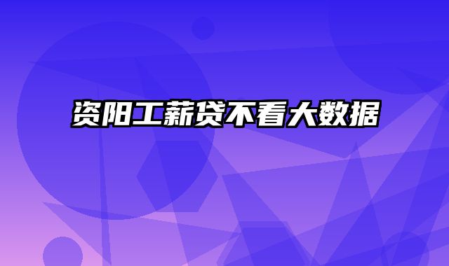 资阳工薪贷不看大数据