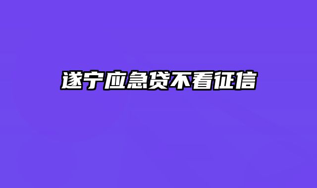 遂宁应急贷不看征信