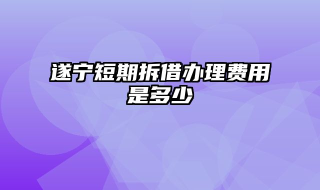 遂宁短期拆借办理费用是多少