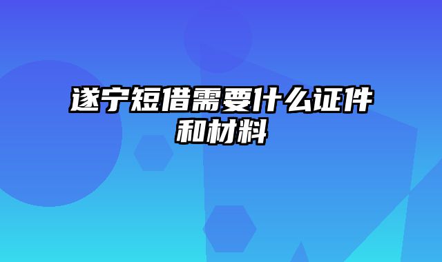 遂宁短借需要什么证件和材料