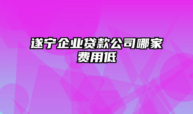 遂宁企业贷款公司哪家费用低