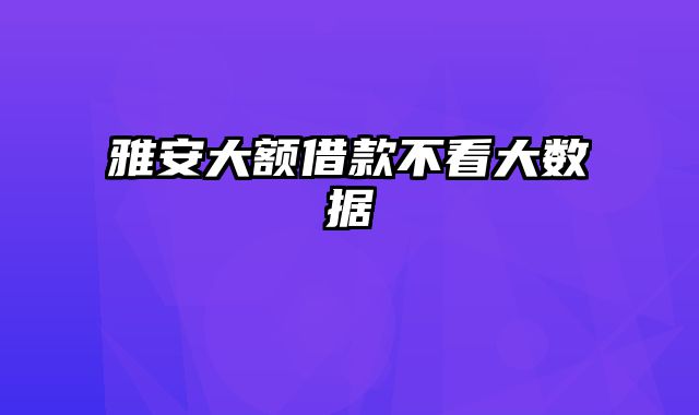 雅安大额借款不看大数据