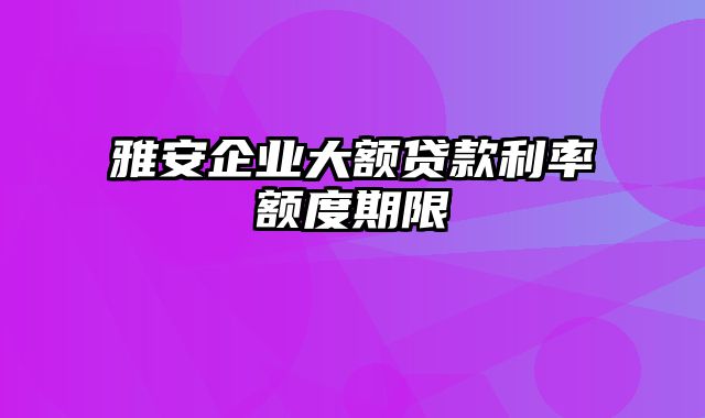 雅安企业大额贷款利率额度期限