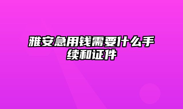 雅安急用钱需要什么手续和证件