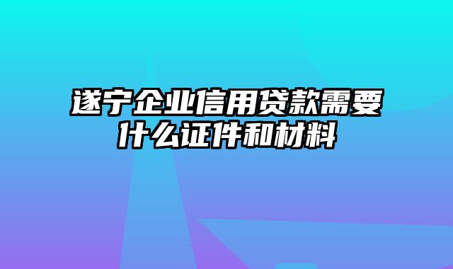 遂宁企业信用贷款需要什么证件和材料