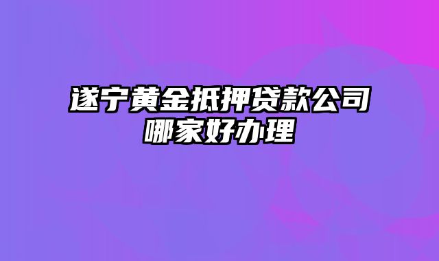 遂宁黄金抵押贷款公司哪家好办理