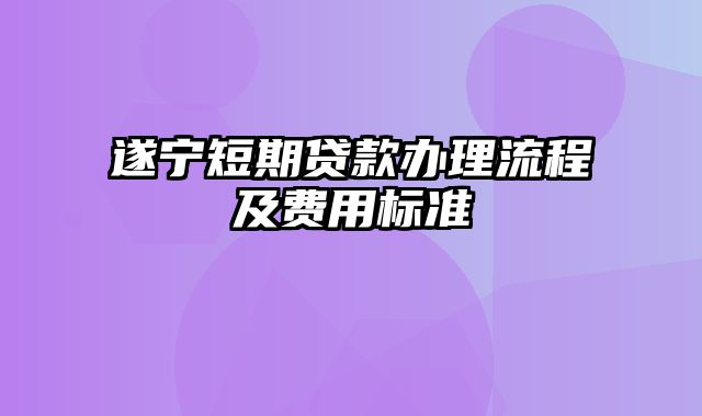 遂宁短期贷款办理流程及费用标准