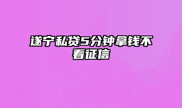 遂宁私贷5分钟拿钱不看征信