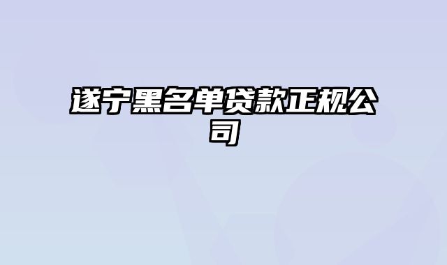 遂宁黑名单贷款正规公司