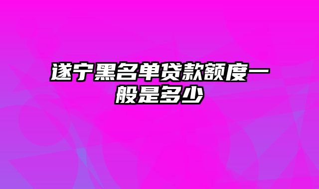 遂宁黑名单贷款额度一般是多少