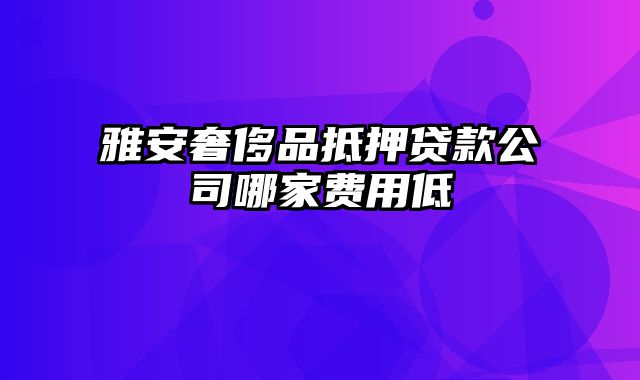 雅安奢侈品抵押贷款公司哪家费用低