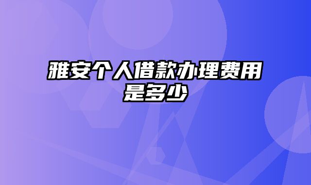 雅安个人借款办理费用是多少