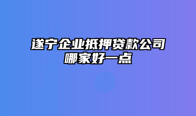 遂宁企业抵押贷款公司哪家好一点