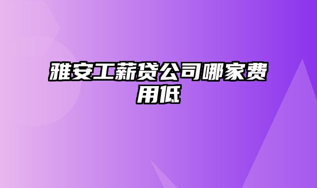 雅安工薪贷公司哪家费用低