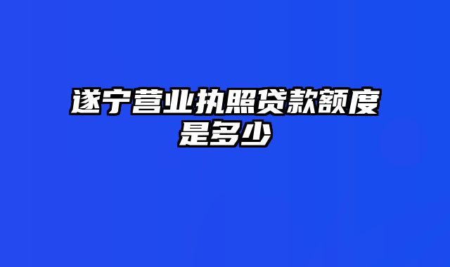 遂宁营业执照贷款额度是多少